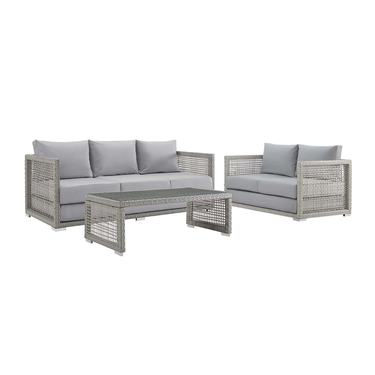 Modway Furniture Modern Aura 3 Piece Outdoor Patio Wicker Rattan Set - EEI-3598