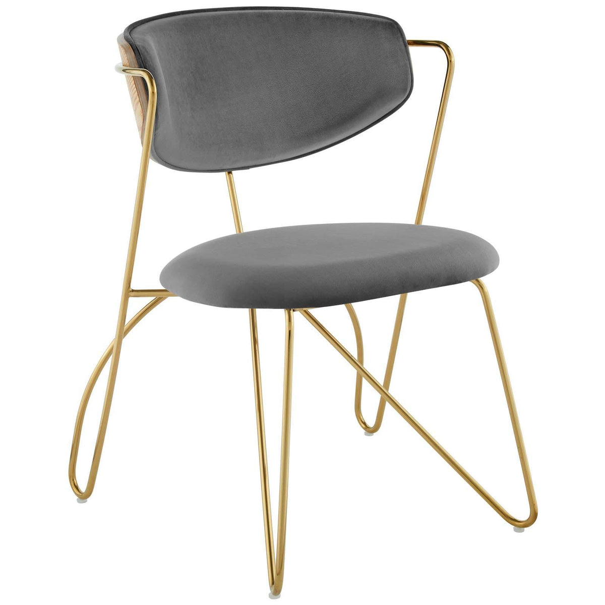 Modway Furniture Modern Prevail Gold Stainless Steel Dining and Accent Performance Velvet Chair - EEI-3606