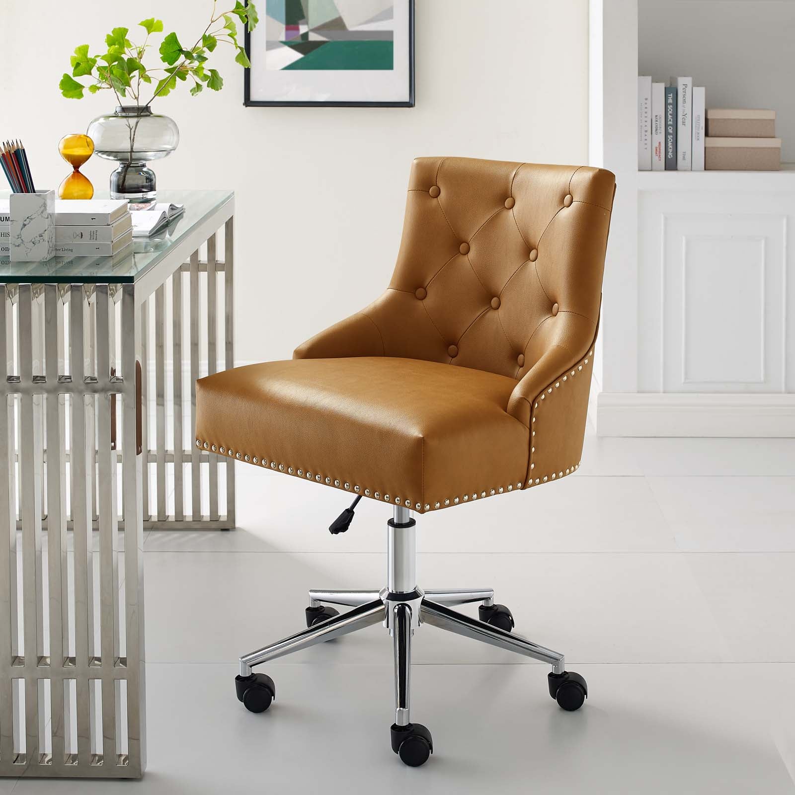 Modway Furniture Modern Regent Tufted Button Swivel Faux Leather Office Chair - EEI-3608
