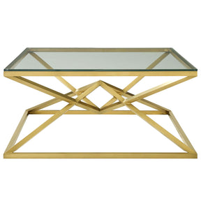 Modway Furniture Modern Point 39.5" Brushed Gold Metal Stainless Steel Coffee Table - EEI-3612