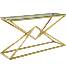 Modway Furniture Modern Point 59" Brushed Gold Metal Stainless Steel Console Table - EEI-3613