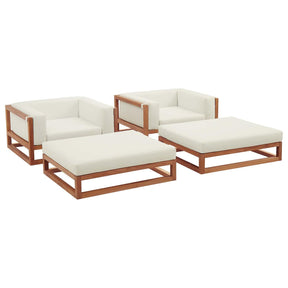 Modway Furniture Modern Newbury 4 Piece Outdoor Patio Premium Grade A Teak Wood Set - EEI-3622