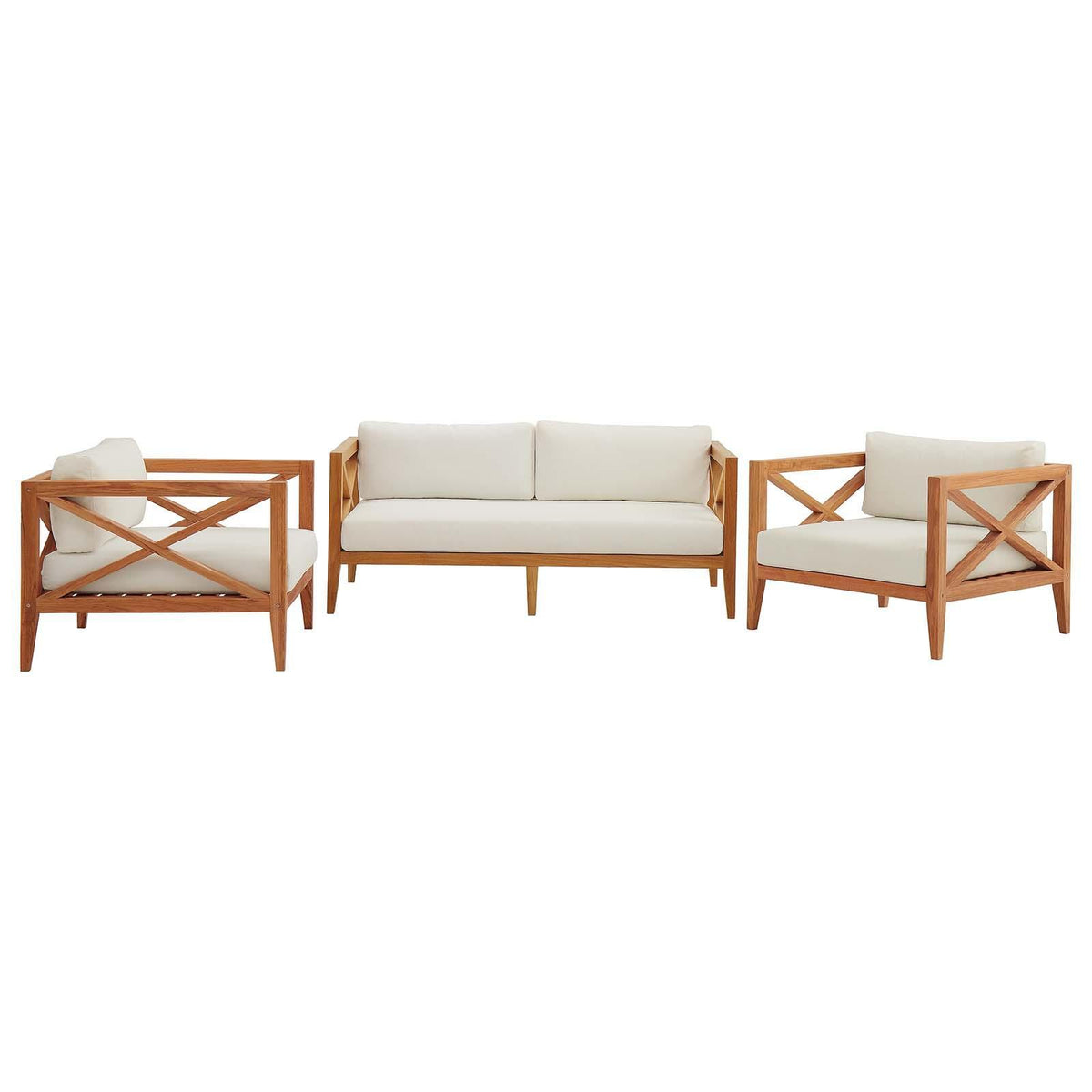 Modway Furniture Modern Northlake 3 Piece Outdoor Patio Premium Grade A Teak Wood Set - EEI-3630