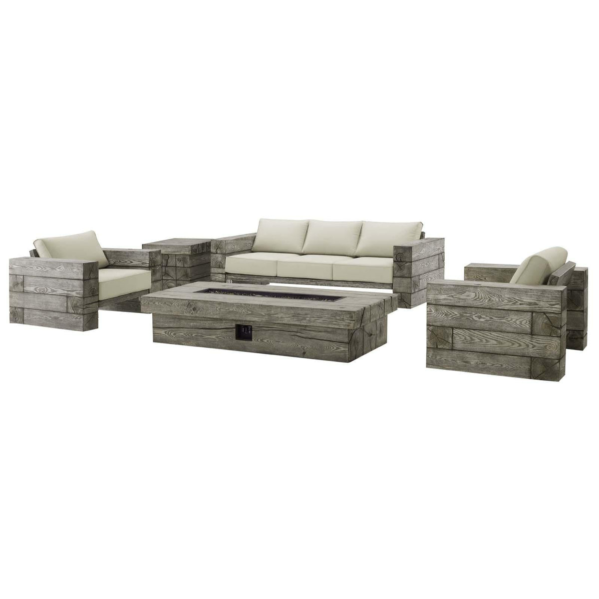 Modway Furniture Modern Manteo Rustic Coastal Outdoor Patio Sunbrella® 5 Piece Set - EEI-3651
