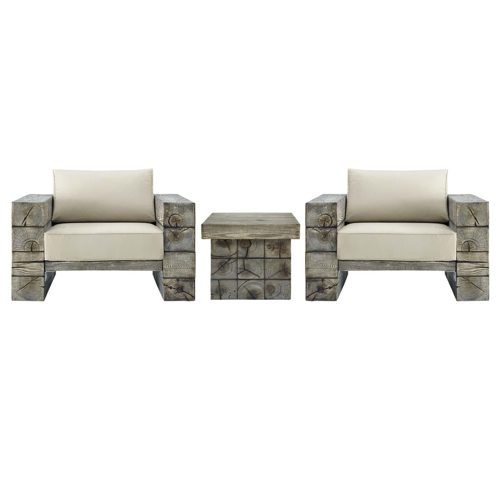 Modway Furniture Modern Manteo Rustic Coastal Outdoor Patio Sunbrella® 3 Piece Set - EEI-3652