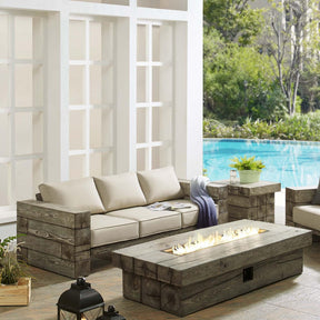 Modway Furniture Modern Manteo Rustic Coastal Outdoor Patio Sunbrella® Sofa and Fire Pit Set - EEI-3654