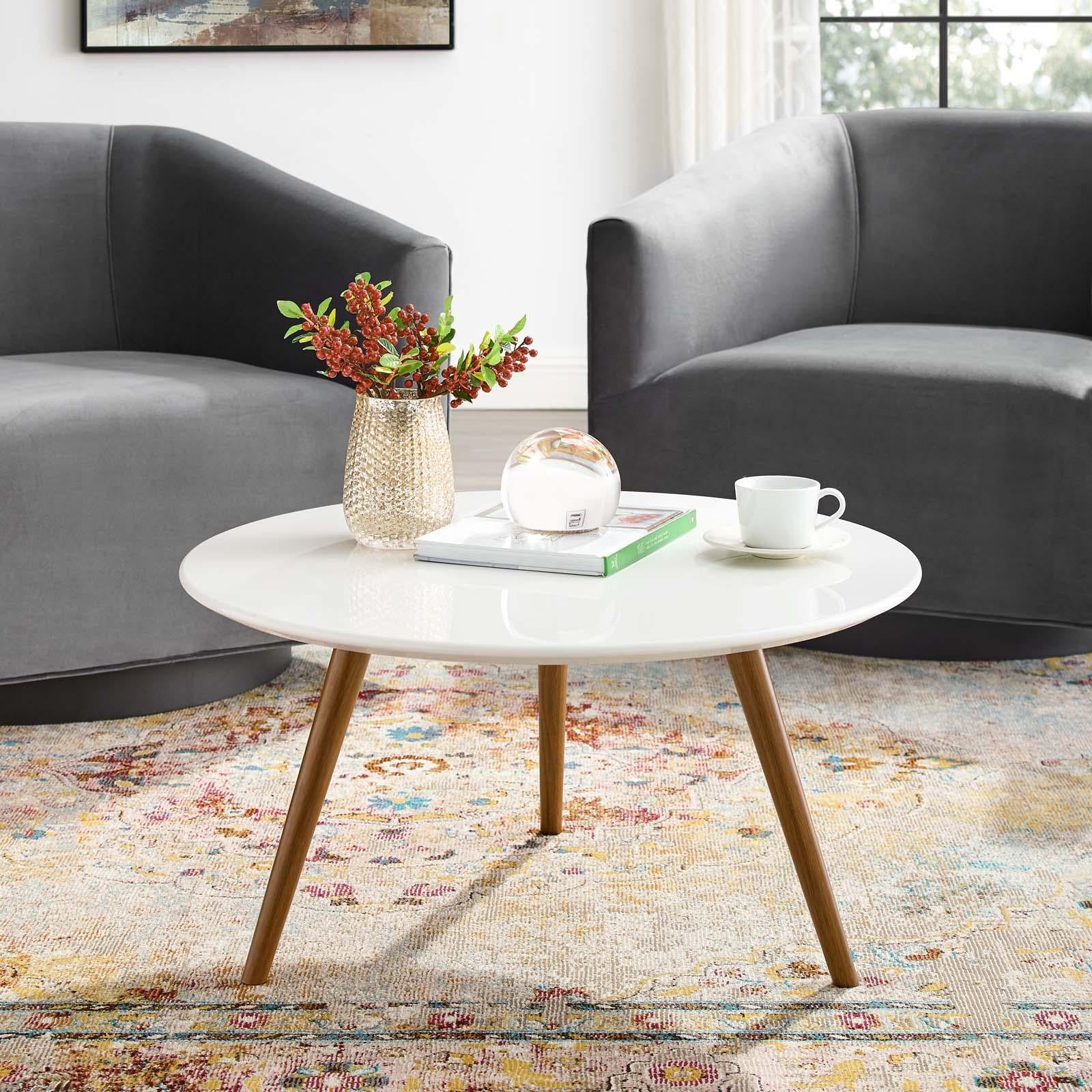 Modway Furniture Modern Lippa 28" Round Wood Top Coffee Table with Tripod Base - EEI-3658