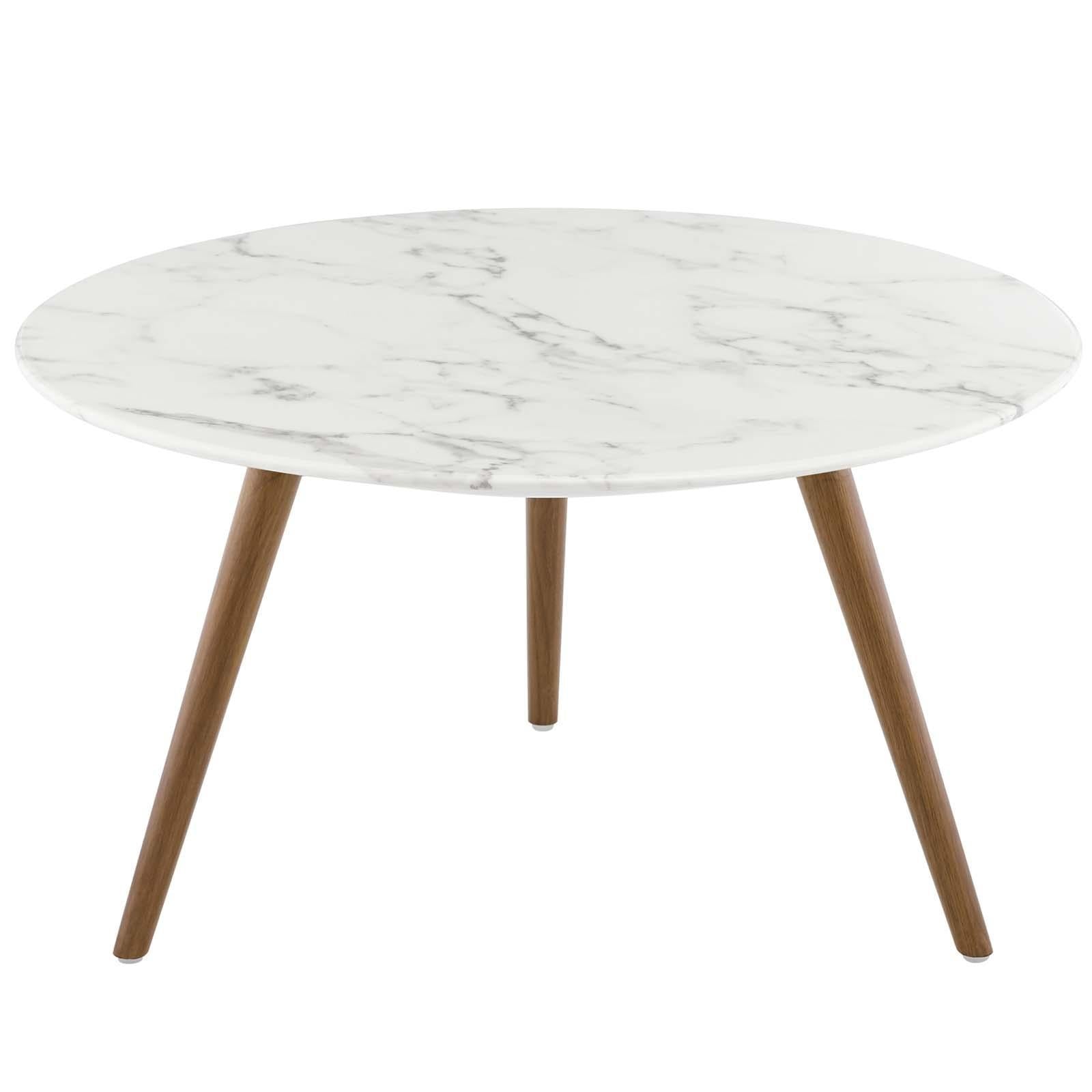 Modway Furniture Modern Lippa 28" Round Artificial Marble Coffee Table with Tripod Base - EEI-3660