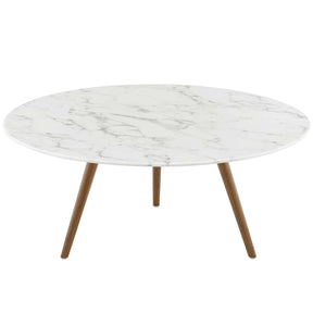 Modway Furniture Modern Lippa 36" Round Artificial Marble Coffee Table with Tripod Base - EEI-3661