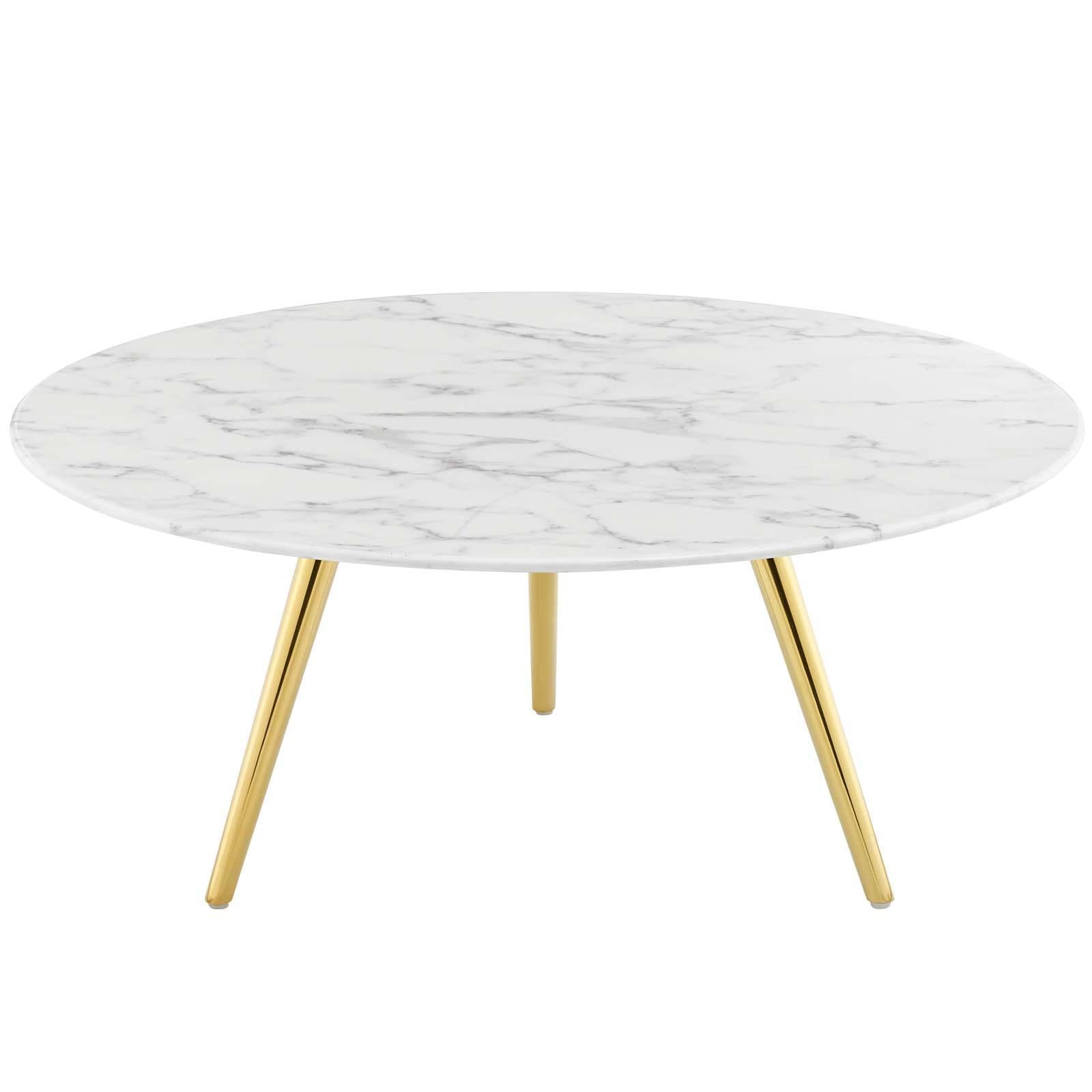 Modway Furniture Modern Lippa 36" Round Artificial Marble Coffee Table with Tripod Base - EEI-3665