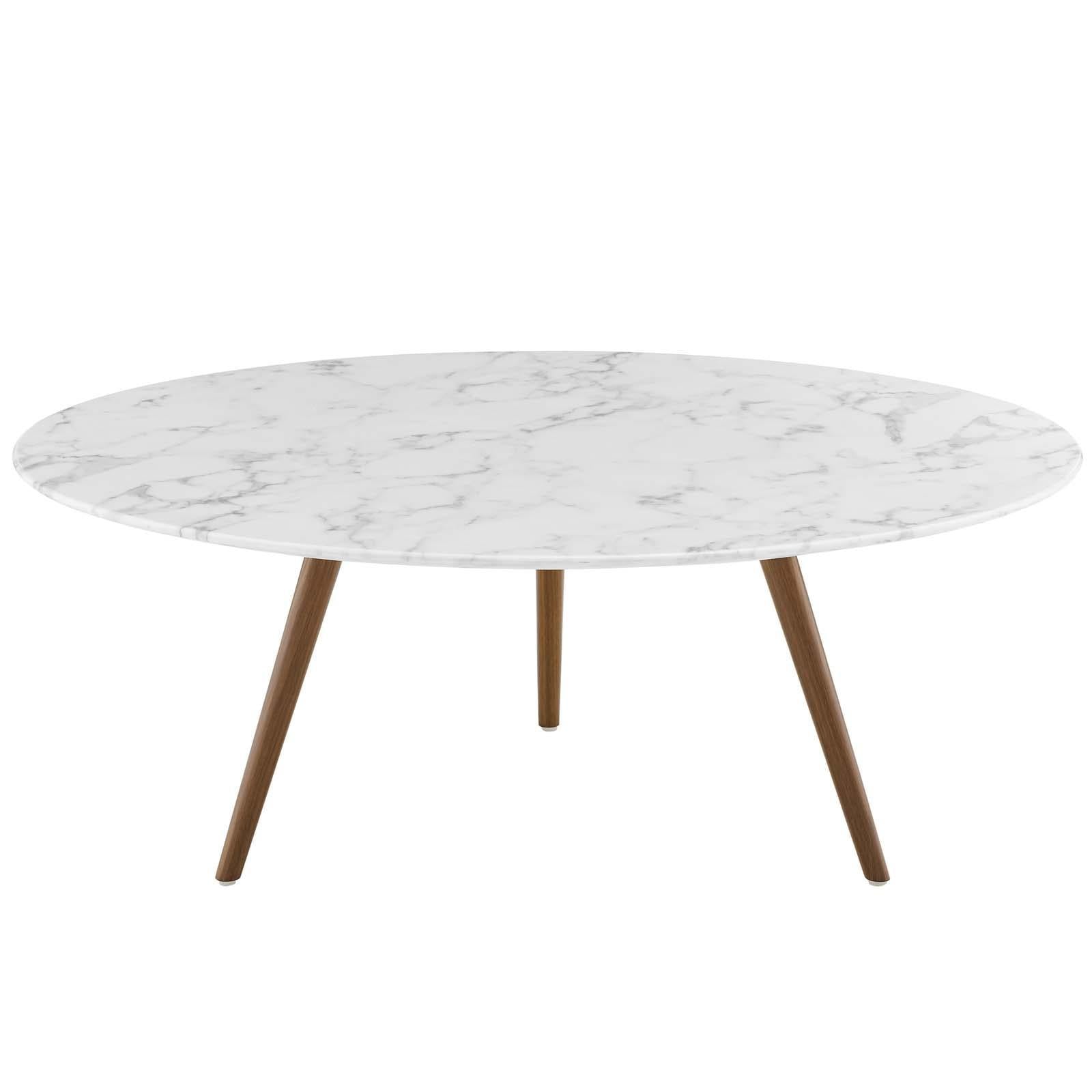 Modway Furniture Modern Lippa 40" Round Artificial Marble Coffee Table with Tripod Base - EEI-3668