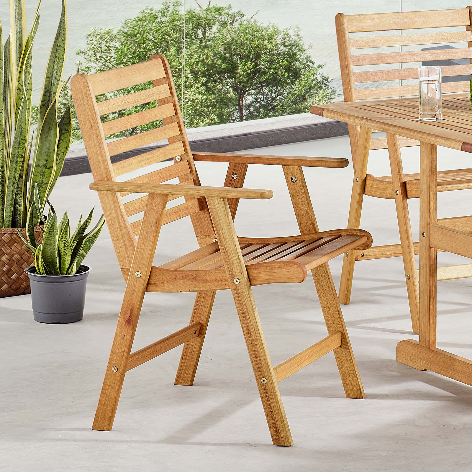 Modway Furniture Modern Hatteras Outdoor Patio Eucalyptus Wood Dining Armchair - EEI-3676