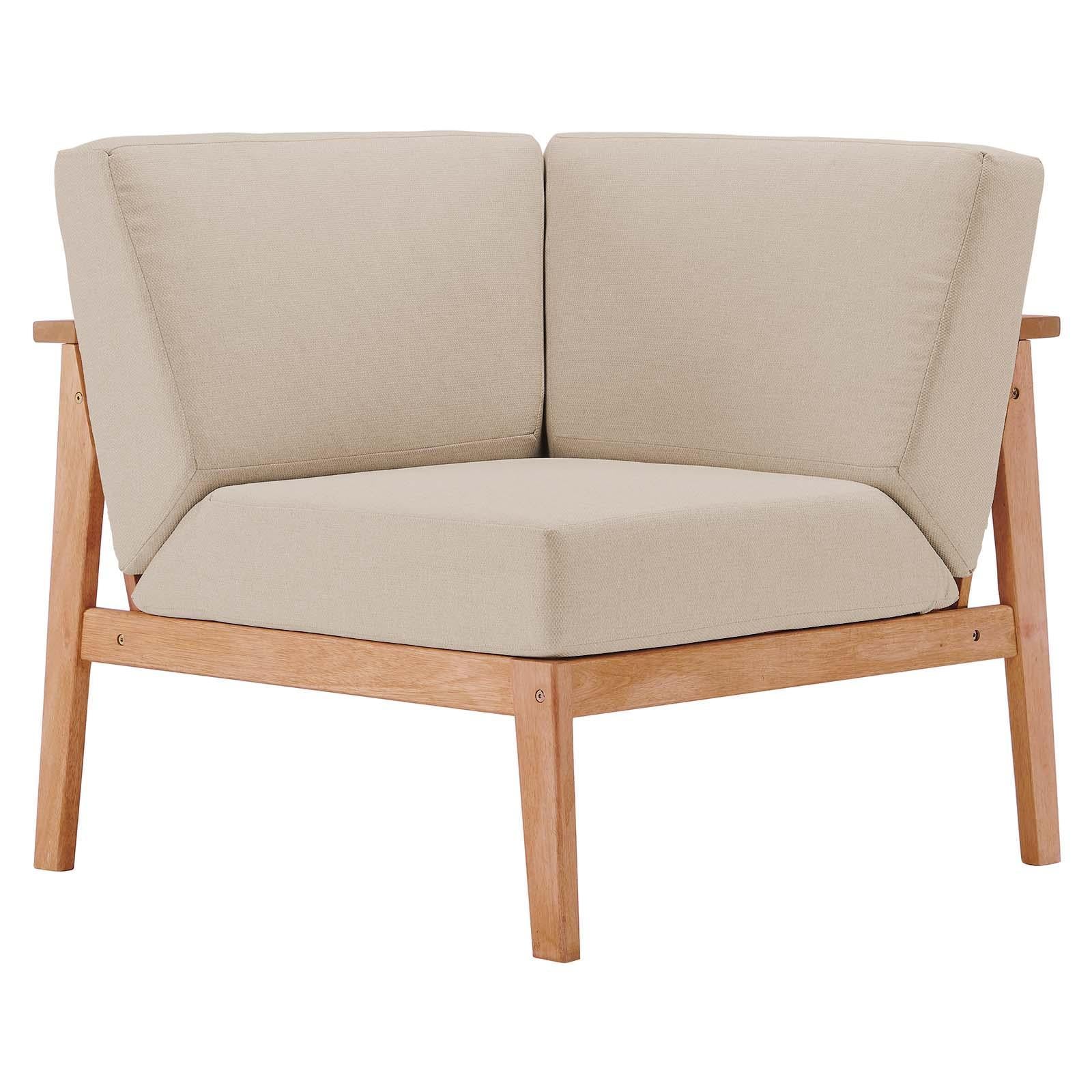 Modway Furniture Modern Sedona Outdoor Patio Eucalyptus Wood Sectional Sofa Corner Chair - EEI-3680