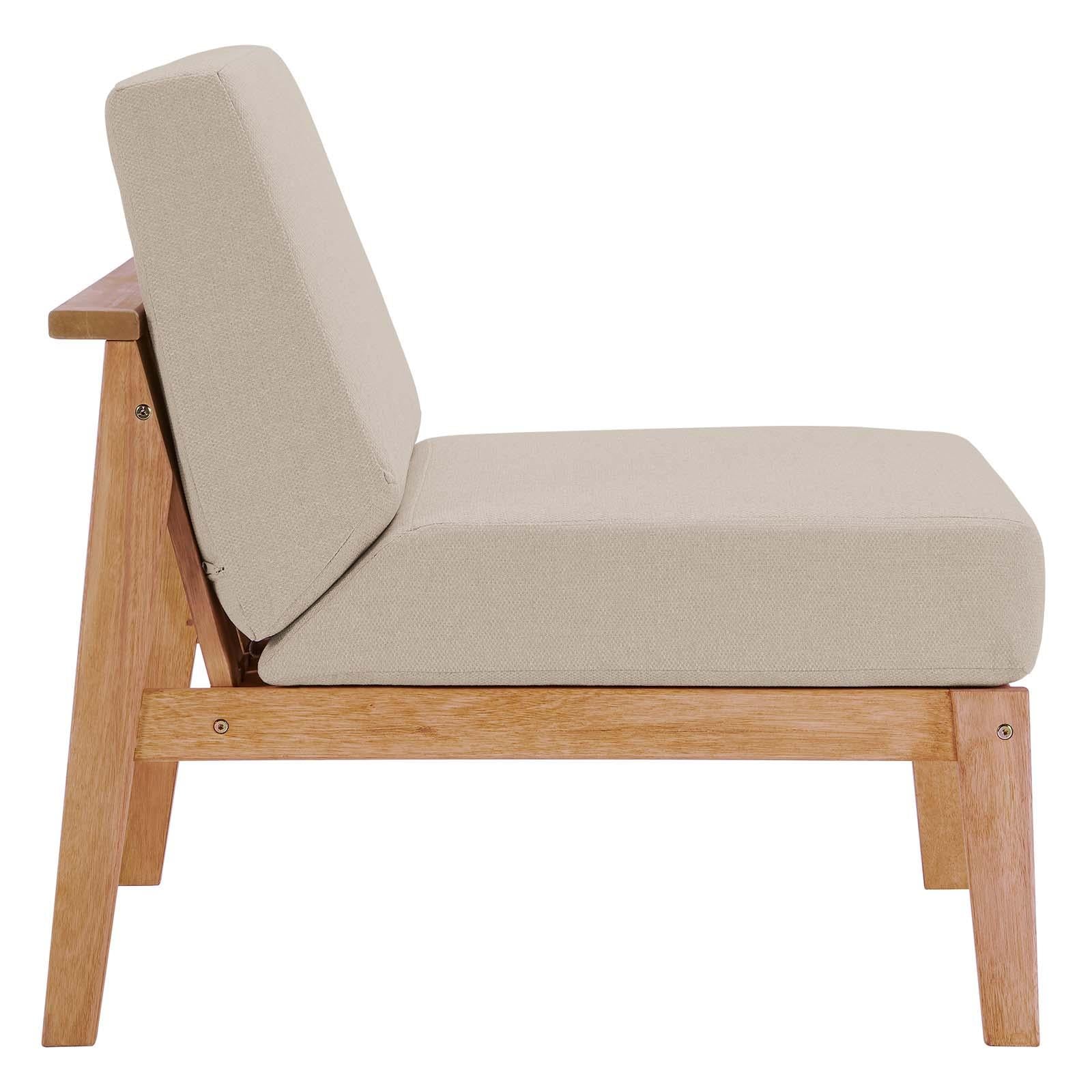 Modway Furniture Modern Sedona Outdoor Patio Eucalyptus Wood Sectional Sofa Armless Chair - EEI-3681