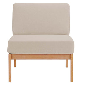 Modway Furniture Modern Sedona Outdoor Patio Eucalyptus Wood Sectional Sofa Armless Chair - EEI-3681