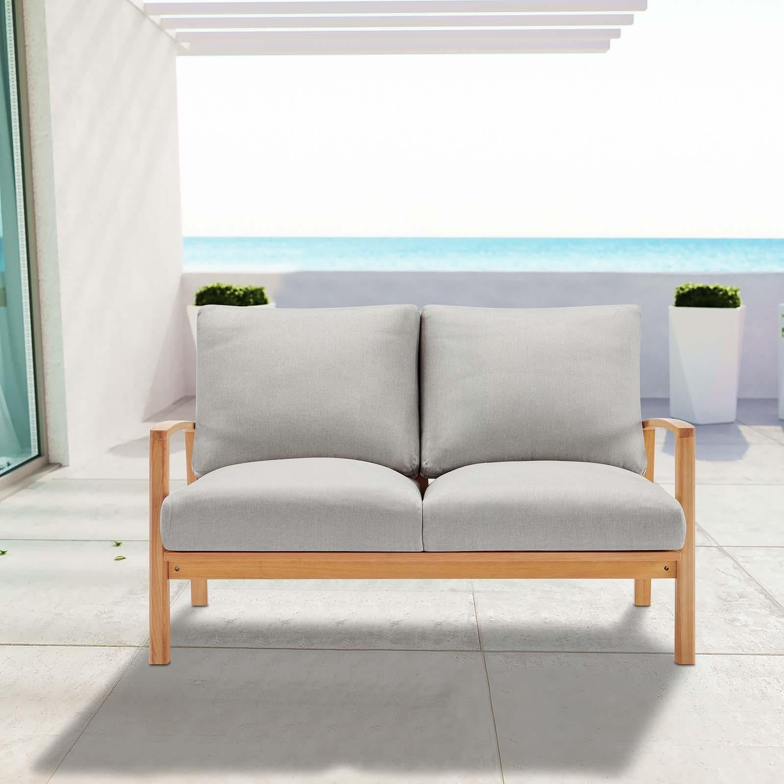 Modway Furniture Modern Orlean Outdoor Patio Eucalyptus Wood Loveseat - EEI-3697