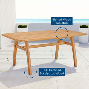Modway Furniture Modern Orlean 57" Outdoor Patio Eucalyptus Wood Dining Table - EEI-3699