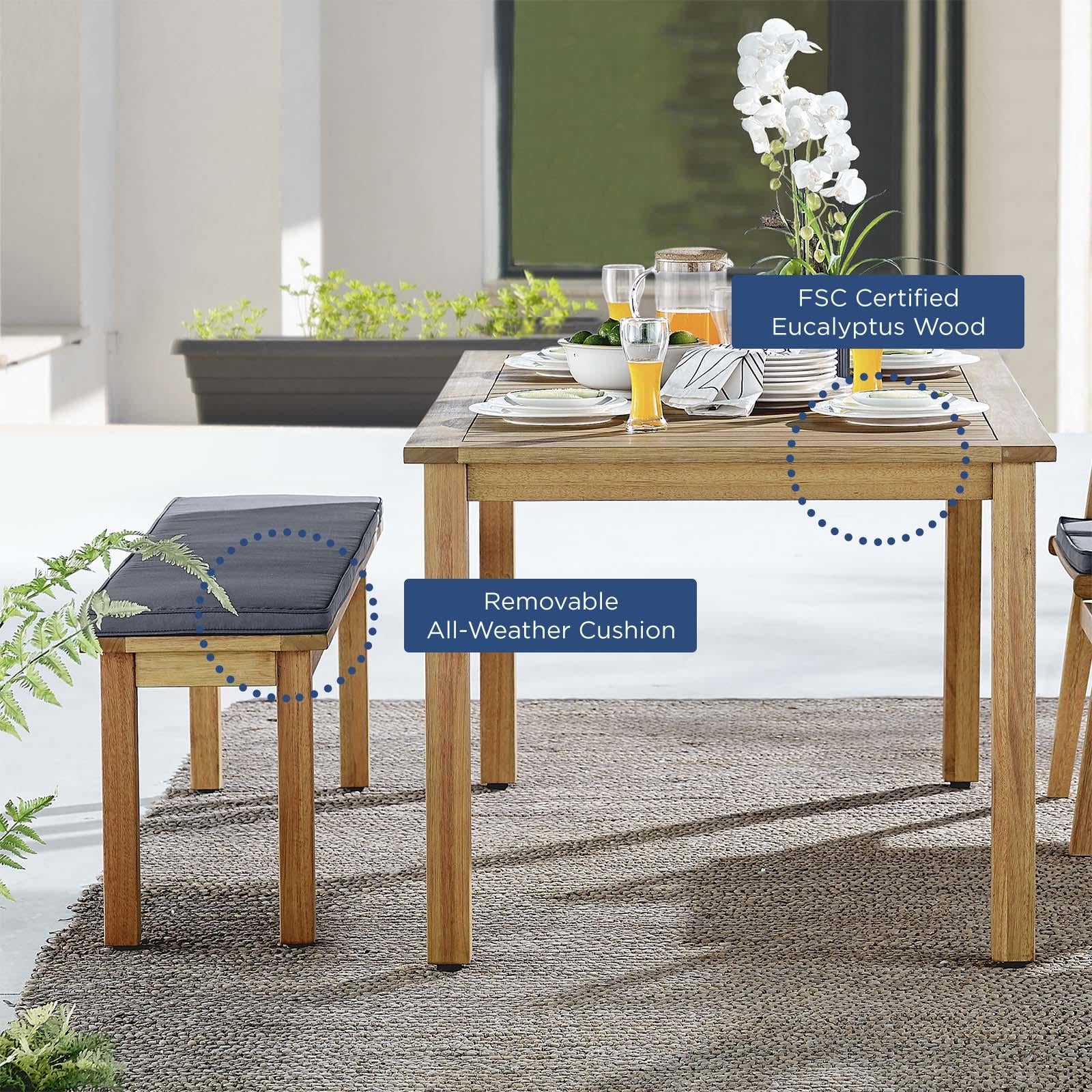 Modway Furniture Modern Syracuse Outdoor Patio Dining Table and Bench Set - EEI-3703