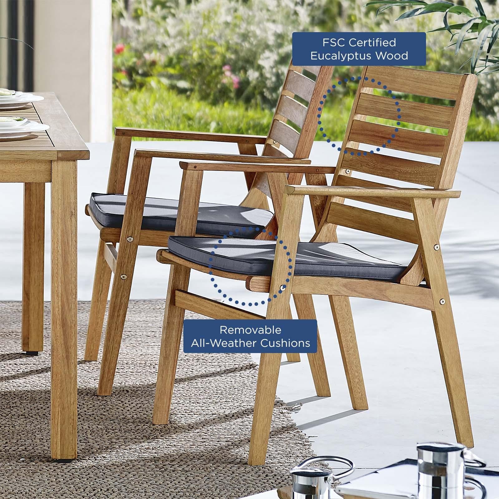 Modway Furniture Modern Syracuse Outdoor Patio Eucalyptus Wood Dining Chair Set of 2 - EEI-3704