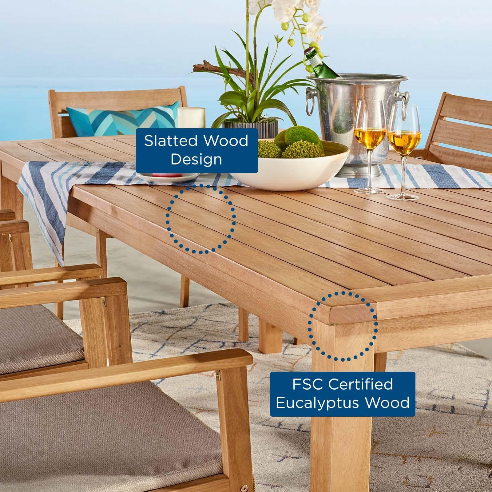 Modway Furniture Modern Viewscape 83" Outdoor Patio Ash Wood Dining Table - EEI-3709