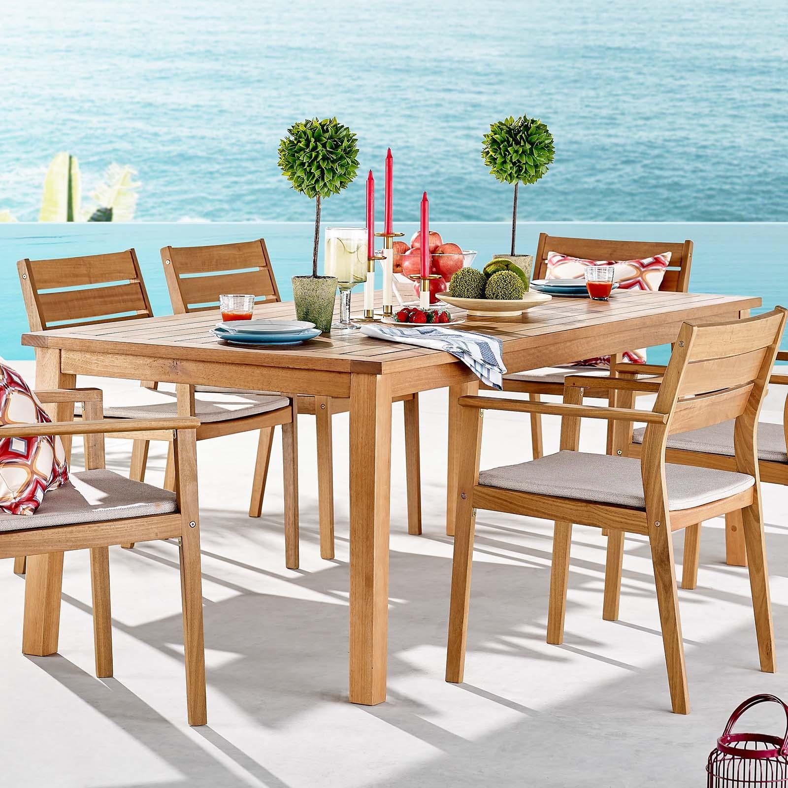 Modway Furniture Modern Viewscape 83" Outdoor Patio Ash Wood Dining Table - EEI-3709