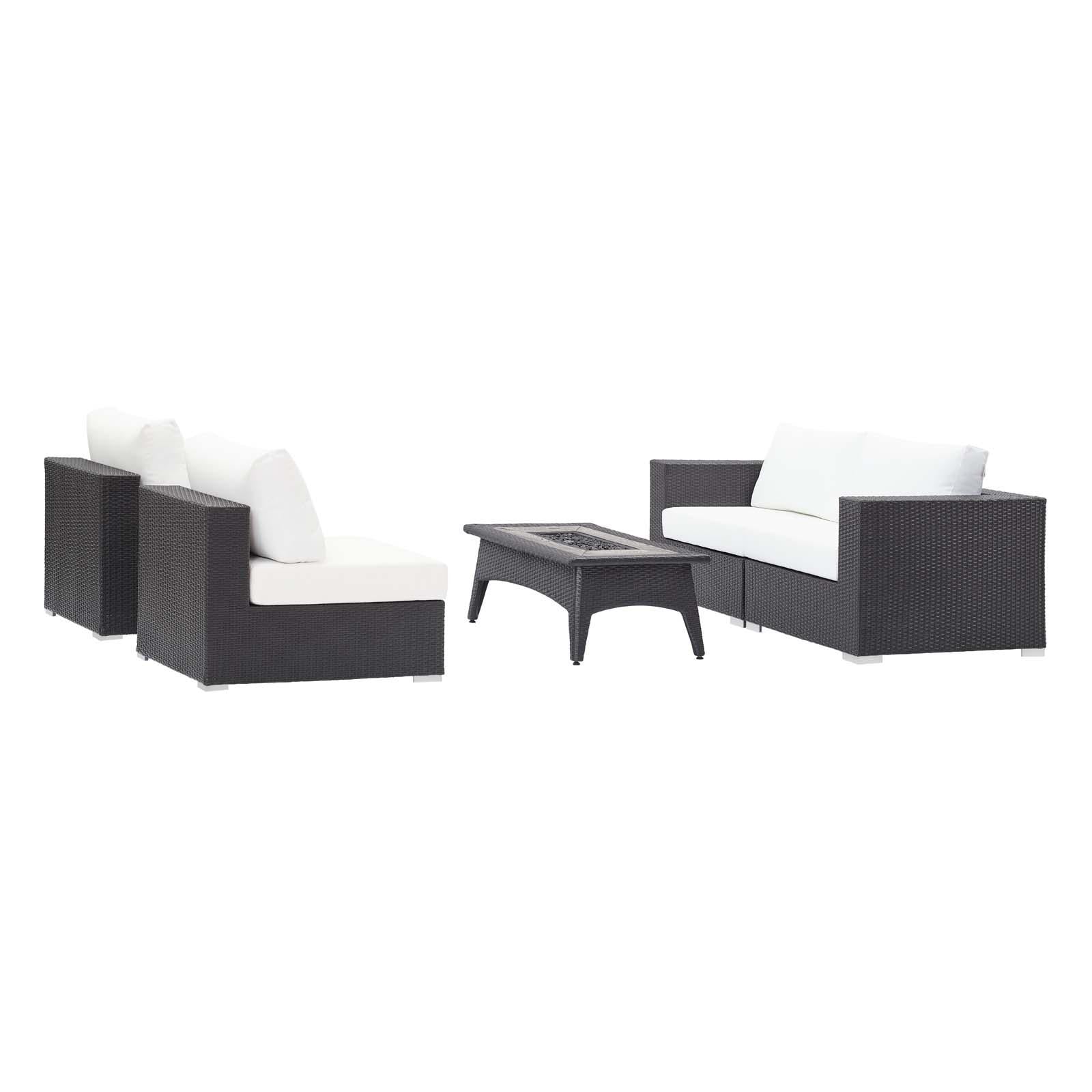 Modway Furniture Modern Convene 5 Piece Set Outdoor Patio with Fire Pit - EEI-3723