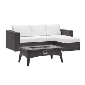 Modway Furniture Modern Convene 3 Piece Set Outdoor Patio with Fire Pit - EEI-3724