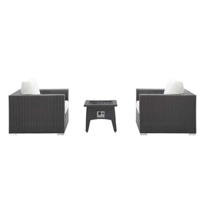 Modway Furniture Modern Convene 3 Piece Set Outdoor Patio with Fire Pit - EEI-3727