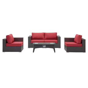 Modway Furniture Modern Convene 5 Piece Set Outdoor Patio with Fire Pit - EEI-3728
