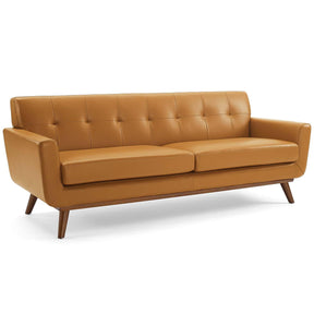 Modway Furniture Modern Engage Top-Grain Leather Living Room Lounge Sofa - EEI-3733