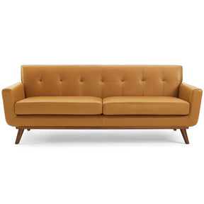Modway Furniture Modern Engage Top-Grain Leather Living Room Lounge Sofa - EEI-3733