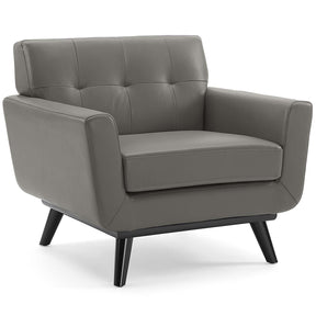 Modway Furniture Modern Engage Top-Grain Leather Living Room Lounge Accent Armchair - EEI-3734