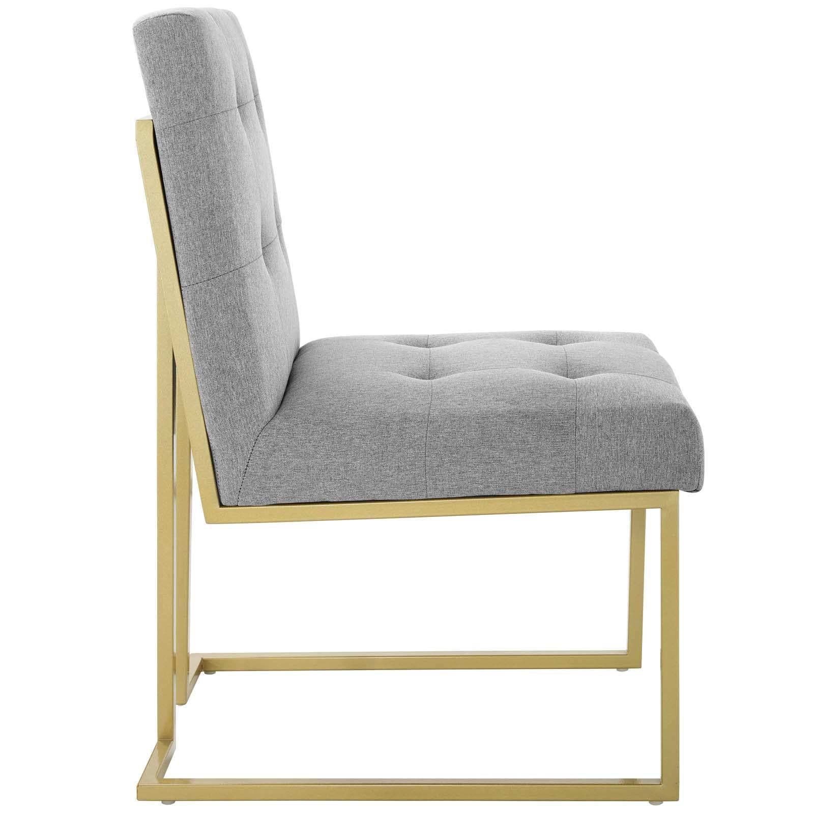 Modway Furniture Modern Privy Gold Stainless Steel Upholstered Fabric Dining Accent Chair - EEI-3743