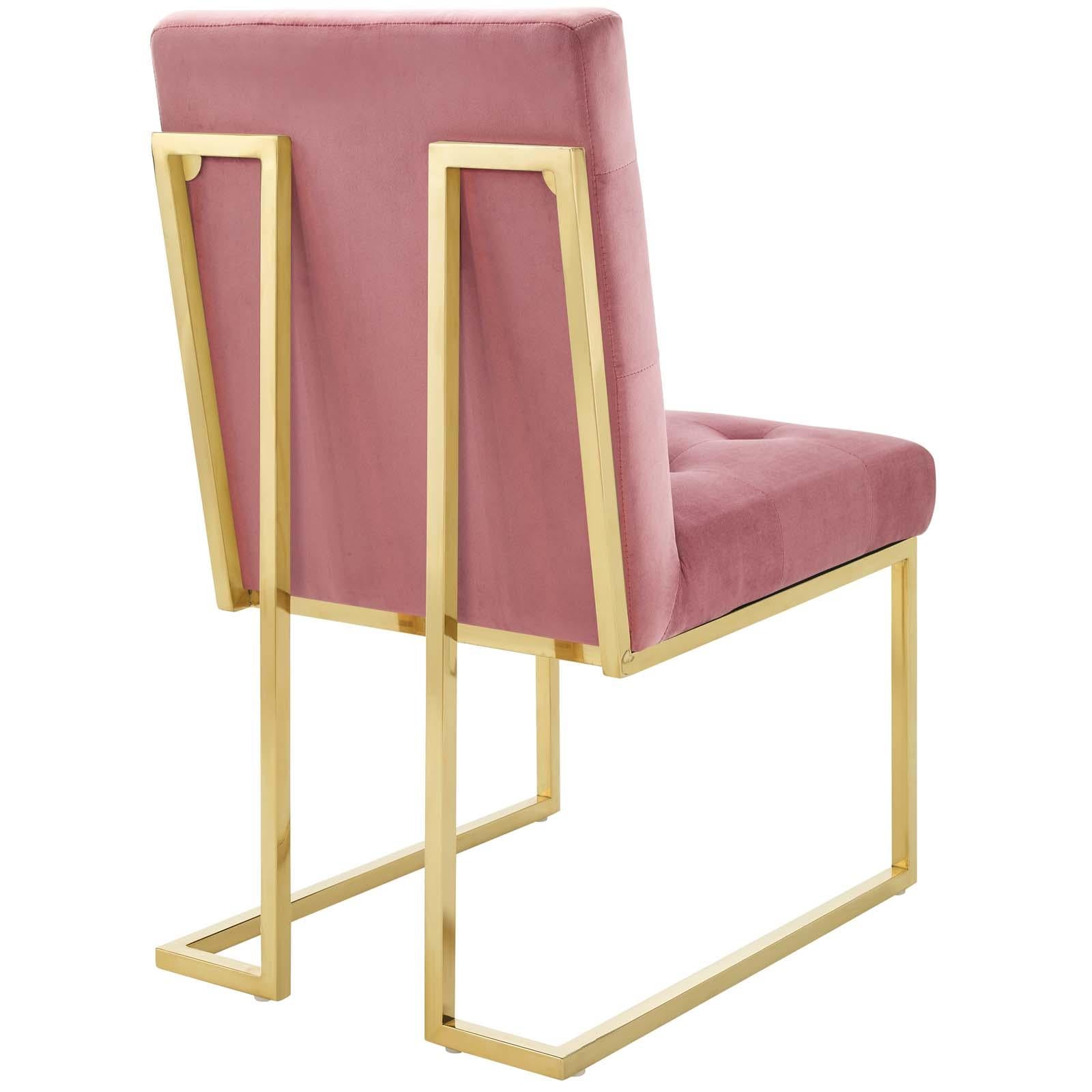 Modway Furniture Modern Privy Gold Stainless Steel Performance Velvet Dining Chair - EEI-3744