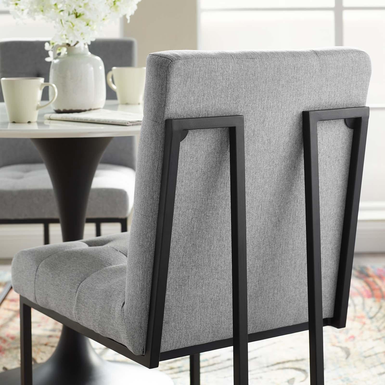 Modway Furniture Modern Privy Black Stainless Steel Upholstered Fabric Dining Chair - EEI-3745
