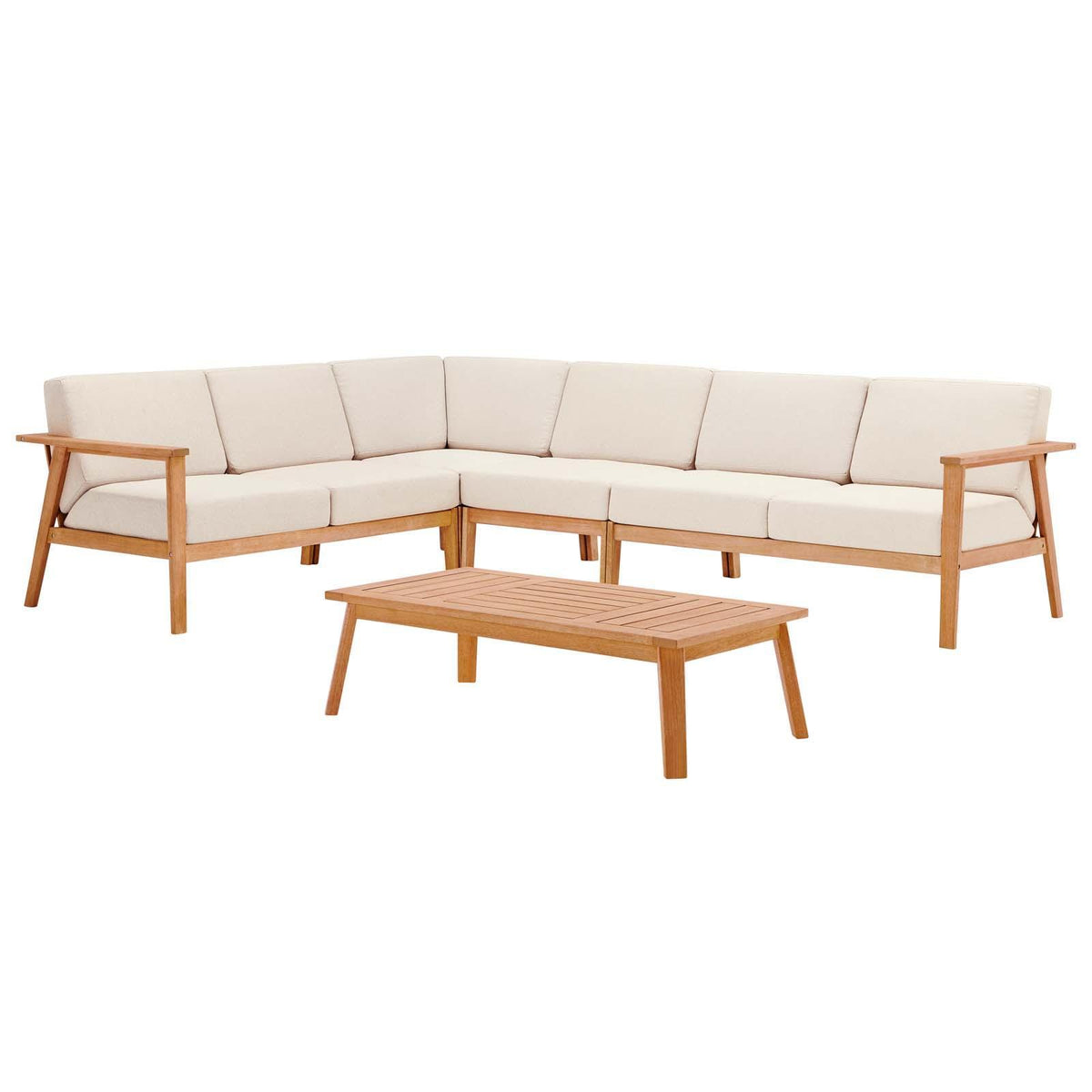 Modway Furniture Modern Sedona 5 Piece Outdoor Patio Eucalyptus Wood Set - EEI-3755