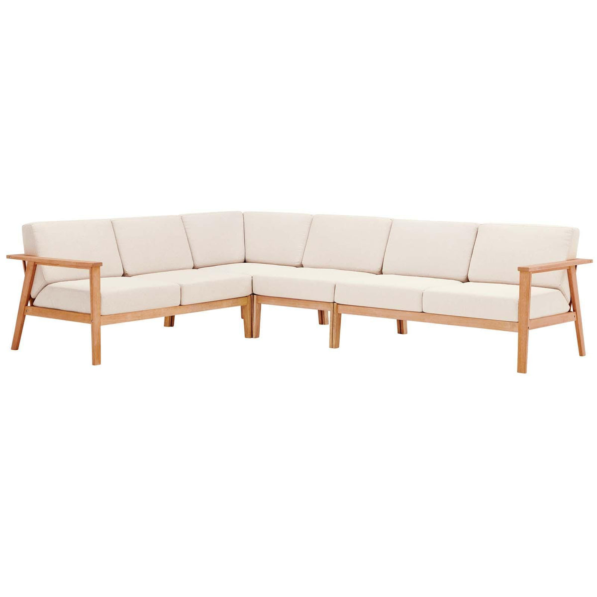 Modway Furniture Modern Sedona 4 Piece Outdoor Patio Eucalyptus Wood Sectional - EEI-3756