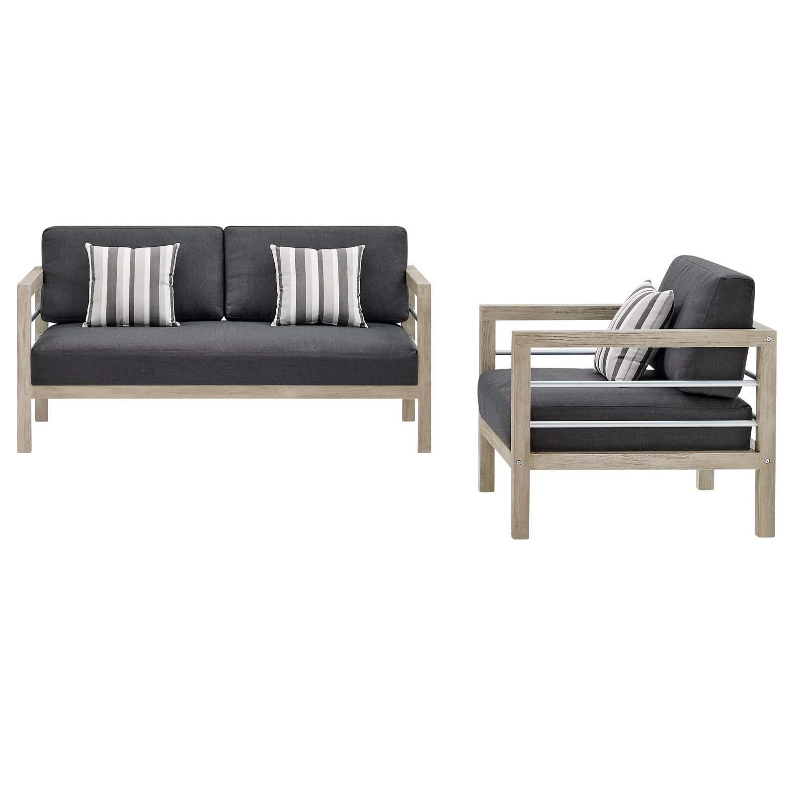 Modway Furniture Modern Wiscasset Outdoor Patio Acacia Wood Loveseat and Armchair Set - EEI-3763