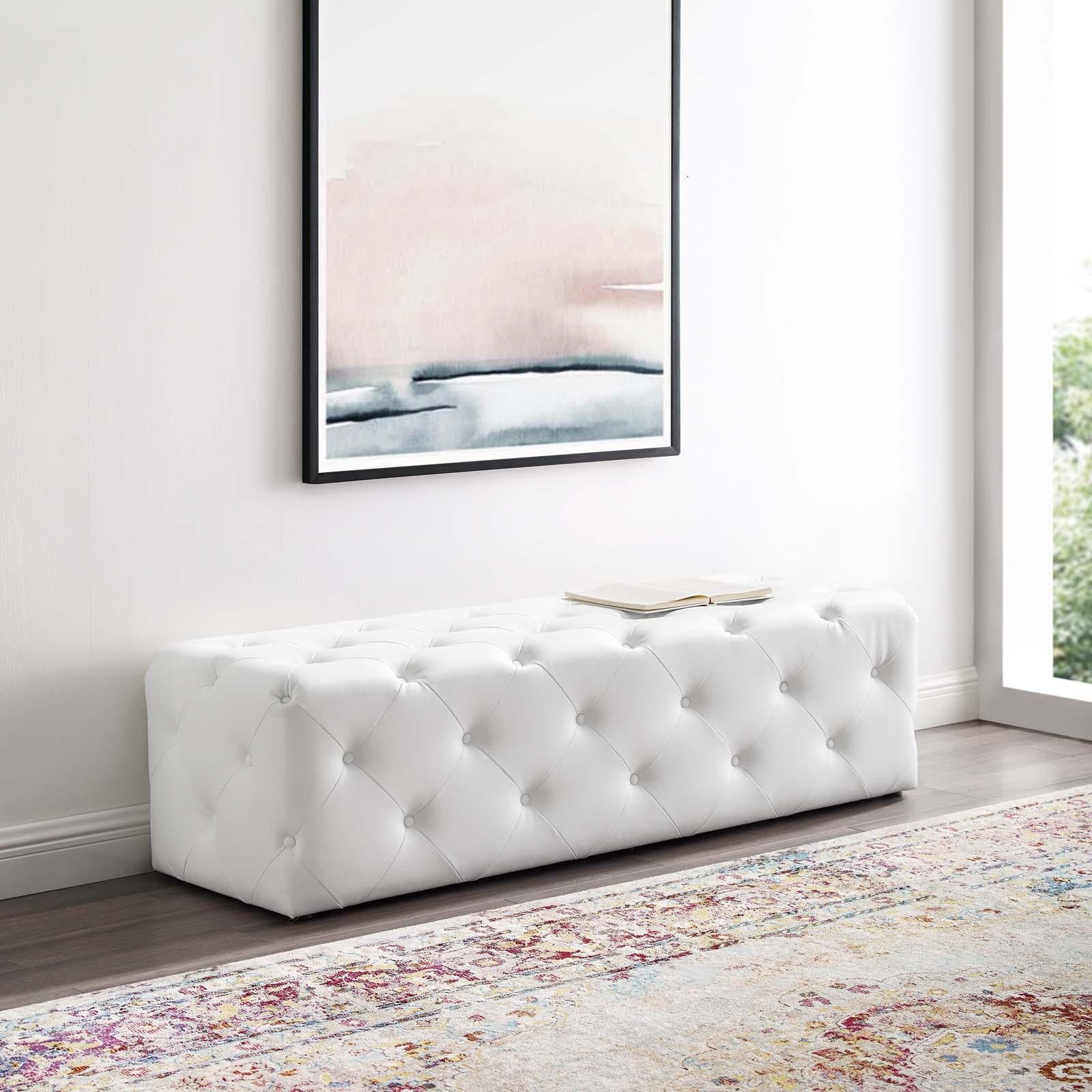 Modway Furniture Modern Amour 60" Tufted Button Entryway Faux Leather Bench - EEI-3769