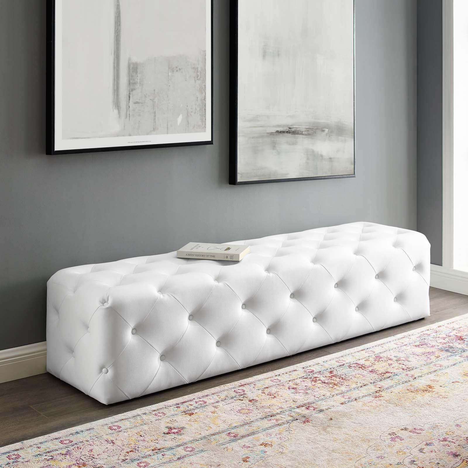 Modway Furniture Modern Amour 72" Tufted Button Entryway Faux Leather Bench - EEI-3771