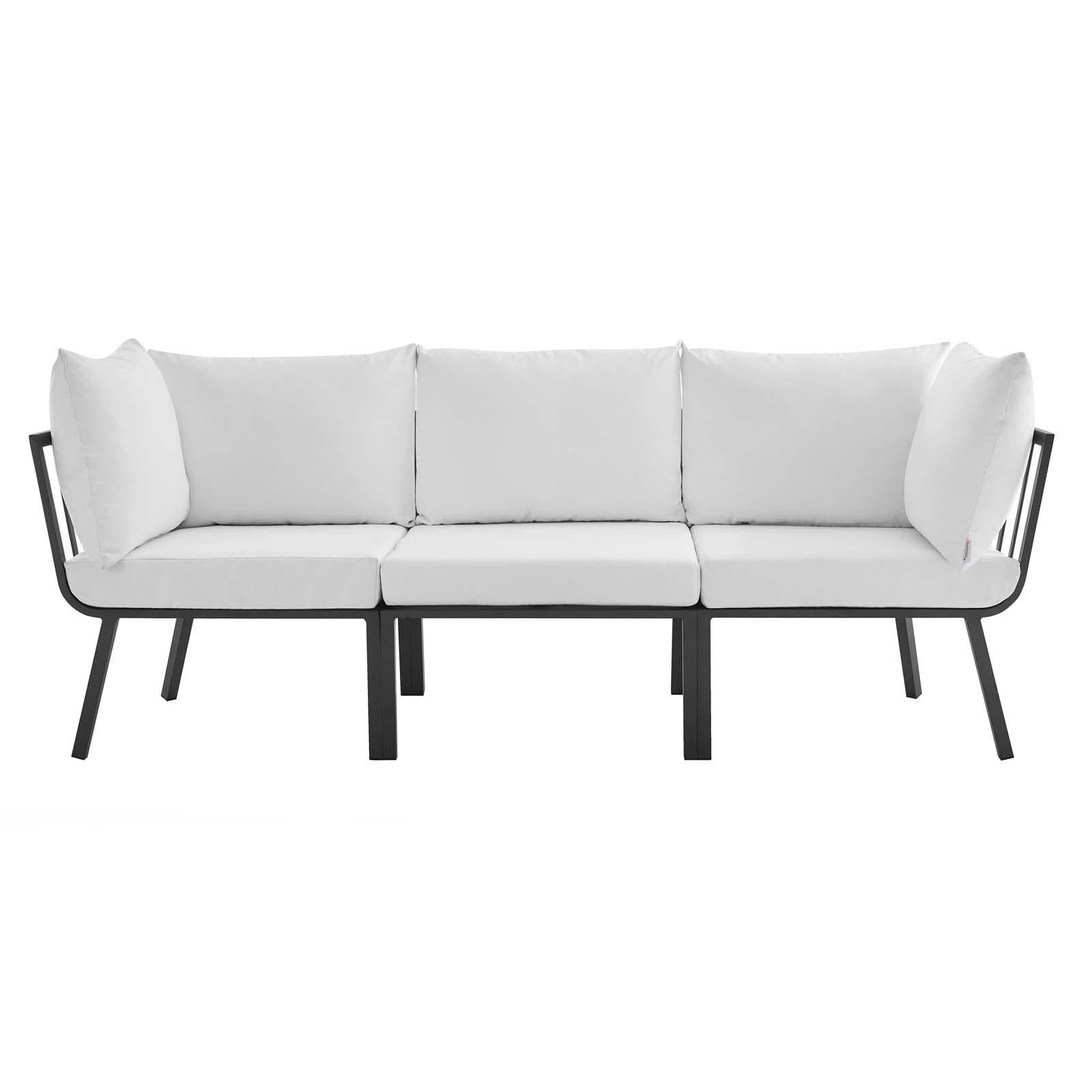 Modway Furniture Modern Riverside 3 Piece Outdoor Patio Aluminum Sectional Sofa Set - EEI-3782