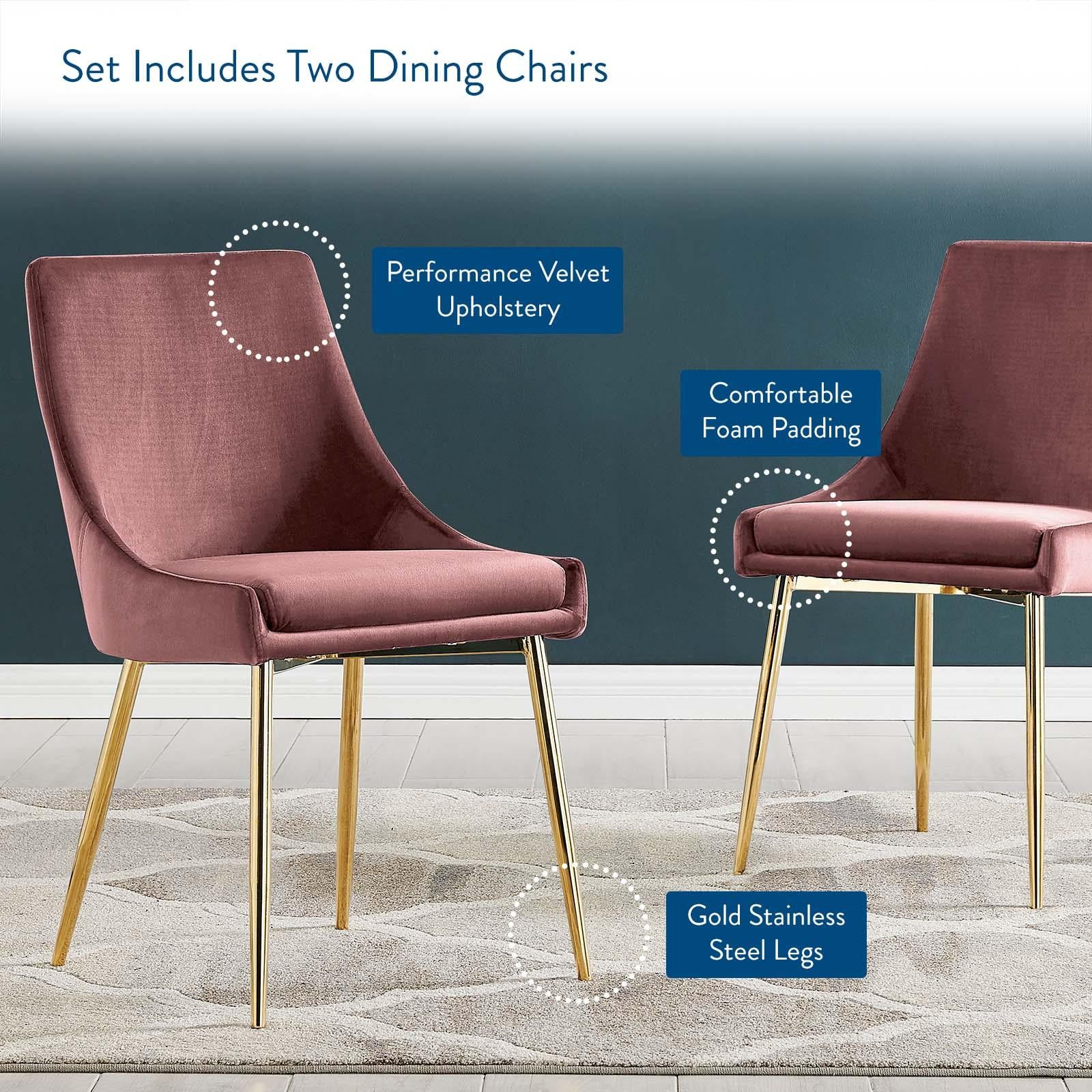 Modway Furniture Modern Viscount Performance Velvet Dining Chairs - Set of 2 - EEI-3808