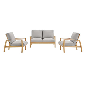 Modway Furniture Modern Orlean 3 Piece Outdoor Patio Eucalyptus Wood Set - EEI-3822
