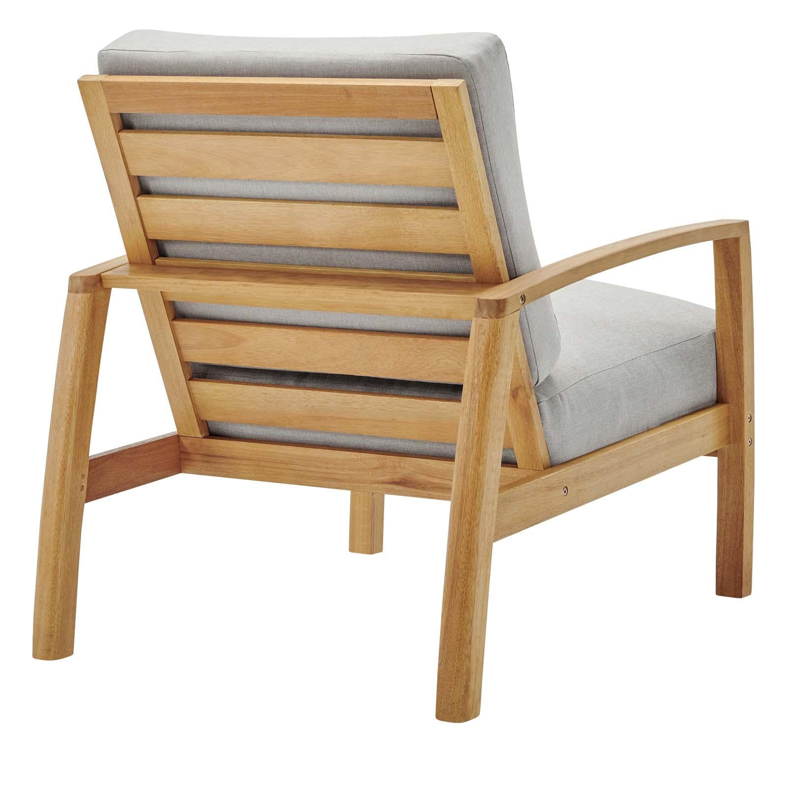 Modway Furniture Modern Orlean 4 Piece Outdoor Patio Eucalyptus Wood Set - EEI-3823