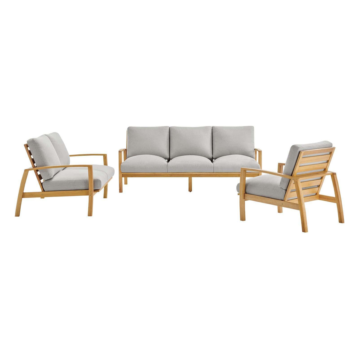 Modway Furniture Modern Orlean 3 Piece Outdoor Patio Eucalyptus Wood Set - EEI-3830