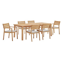 Modway Furniture Modern Viewscape 7 Piece Outdoor Patio Ash Wood Dining Set - EEI-3839