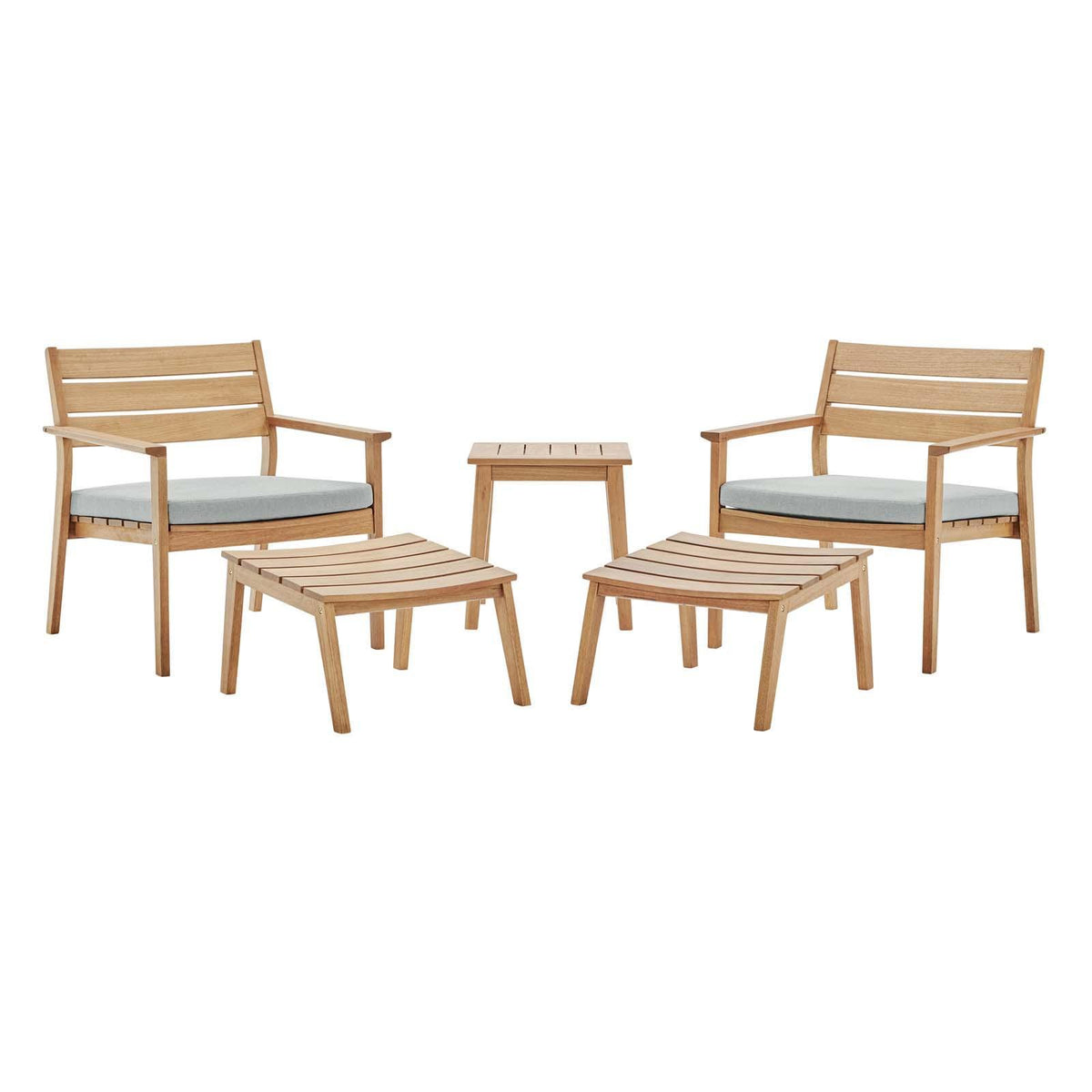 Modway Furniture Modern Breton 5 Piece Outdoor Patio Ash Wood Set - EEI-3841