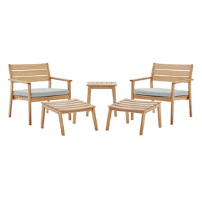 Modway Furniture Modern Breton 5 Piece Outdoor Patio Ash Wood Set - EEI-3841