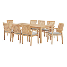 Modway Furniture Modern Farmstay 9 Piece Outdoor Patio Teak Wood Dining Set - EEI-3845