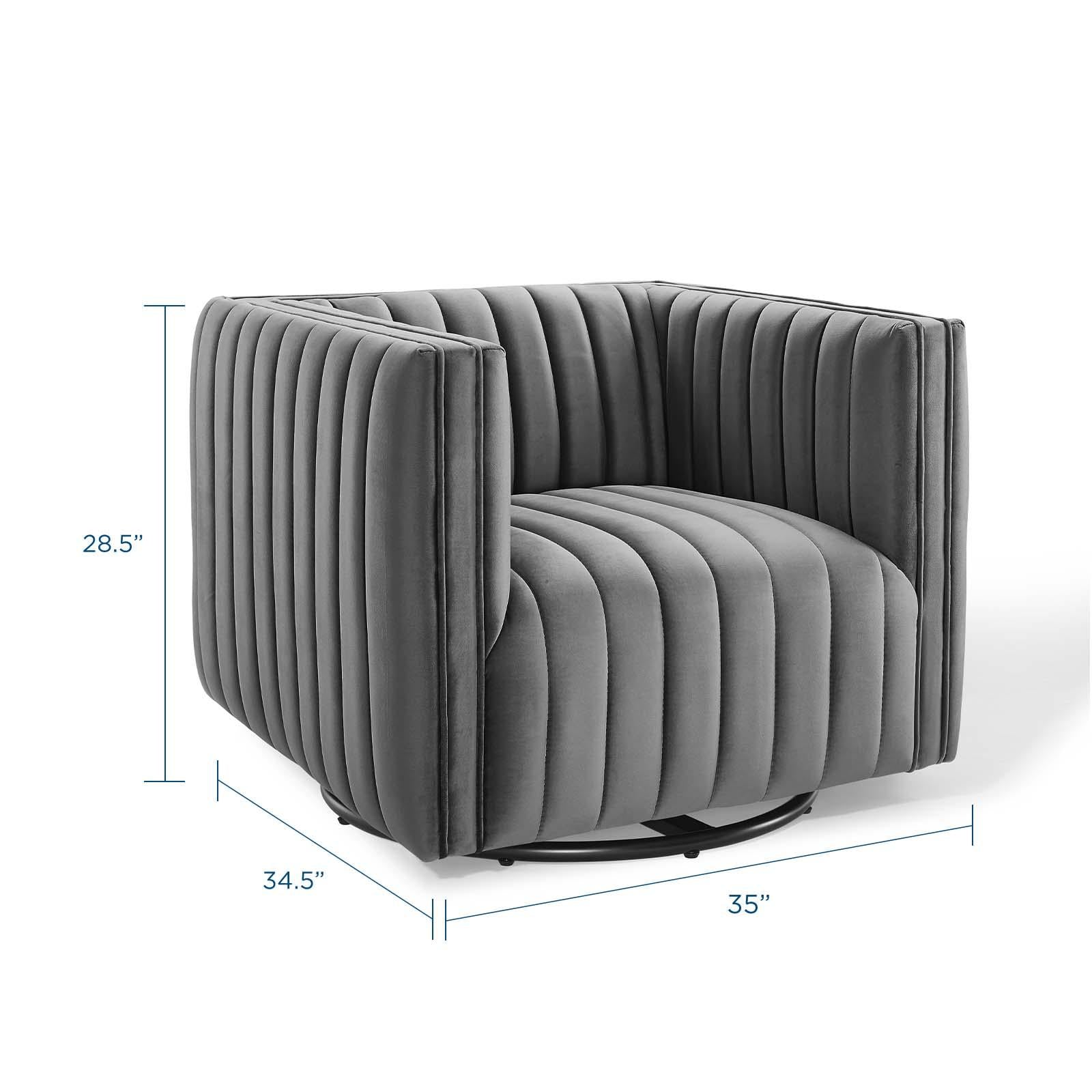 Modway Furniture Modern Conjure Channel Tufted Performance Velvet Swivel Armchair - EEI-3883